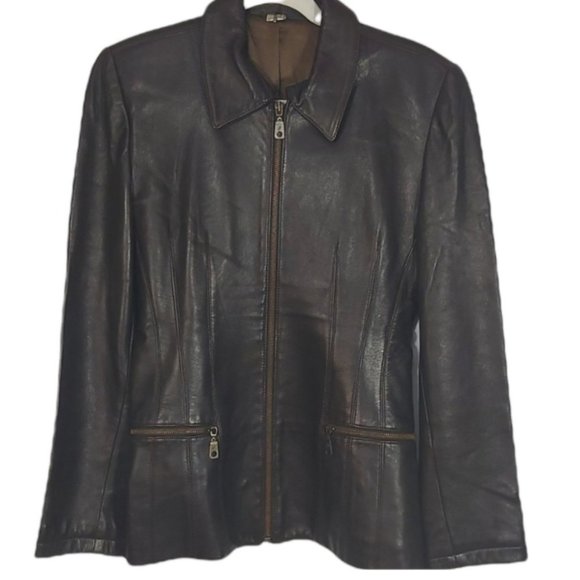 Glenview Y2K Brown Lamb's Sheep's Leather Jacket S Made In Spain - Picture 1 of 9